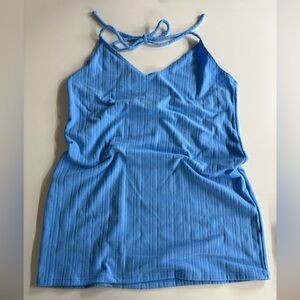 Women’s Wild Fable Blue Ribbed Halter Tank Top Dress Swimsuit Cover Up Summer